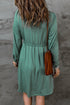 Button Front Long Sleeve Textured Mini Dress
