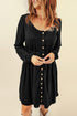 Button Front Long Sleeve Textured Mini Dress