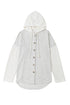 Button Front Mixed Media Knit Sleeve Hooded Jacket