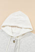 Button Front Mixed Media Knit Sleeve Hooded Jacket