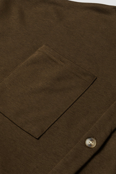 Button Front Mixed Media Knit Sleeve Hooded Jacket