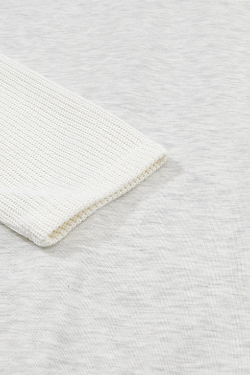 Button Front Mixed Media Knit Sleeve Hooded Jacket