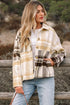 Button Front Patchwork Side Pocket Plaid Shacket