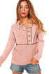 Button Front Princess Seam Exposed Detail Hoodie