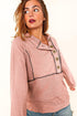 Button Front Princess Seam Exposed Detail Hoodie