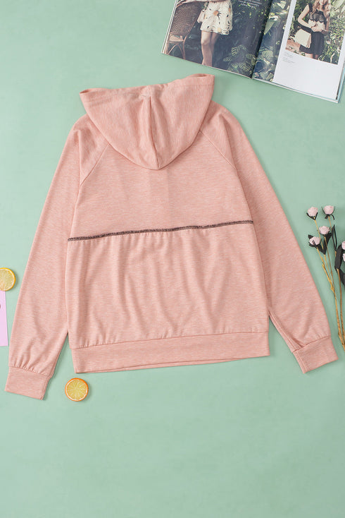 Button Front Princess Seam Exposed Detail Hoodie