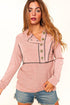 Button Front Princess Seam Exposed Detail Hoodie