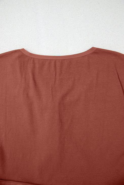 Button Front Ruffle Hem Cotton Peplum Blouse