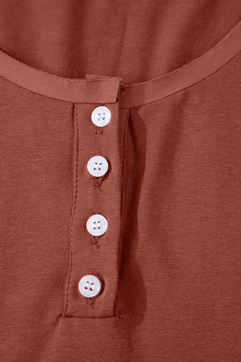 Button Front Ruffle Hem Cotton Peplum Blouse