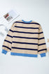 Button Front Striped Relaxed Fit Knit Cardigan