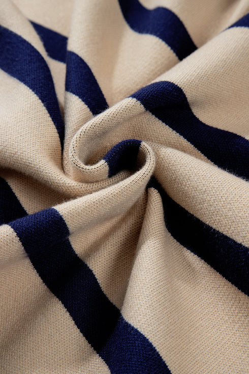 Button Front Striped Relaxed Fit Knit Cardigan