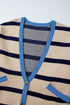 Button Front Striped Relaxed Fit Knit Cardigan