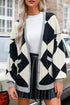 Button Front Striped Relaxed Fit Knit Cardigan
