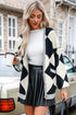 Button Front Striped Relaxed Fit Knit Cardigan