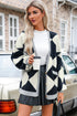 Button Front Striped Relaxed Fit Knit Cardigan