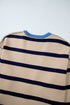 Button Front Striped Relaxed Fit Knit Cardigan