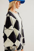 Button Front Striped Relaxed Fit Knit Cardigan