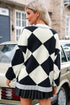 Button Front Striped Relaxed Fit Knit Cardigan