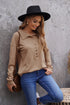 Button Front Turn-Down Neck Knit Top