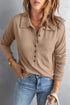 Button Front Turn-Down Neck Knit Top