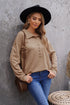 Button Front Turn-Down Neck Knit Top
