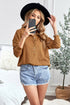 Button Front Turn-Down Neck Knit Top
