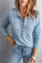 Button Front Turn-Down Neck Knit Top