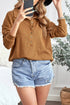 Button Front Turn-Down Neck Knit Top
