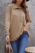 Button Front Turn-Down Neck Knit Top