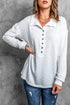 Button Front Turn-Down Neck Knit Top
