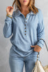 Button Front Turn-Down Neck Knit Top