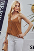 Button Front V Neck Sleeveless Lightweight Stretch Tank Top