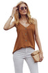 Button Front V Neck Sleeveless Lightweight Stretch Tank Top