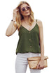 Button Front V Neck Sleeveless Lightweight Stretch Tank Top