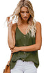 Button Front V Neck Sleeveless Lightweight Stretch Tank Top