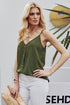 Button Front V Neck Sleeveless Lightweight Stretch Tank Top
