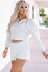 Button Front Waffle Knit Crop Top And Shorts Lounge Set