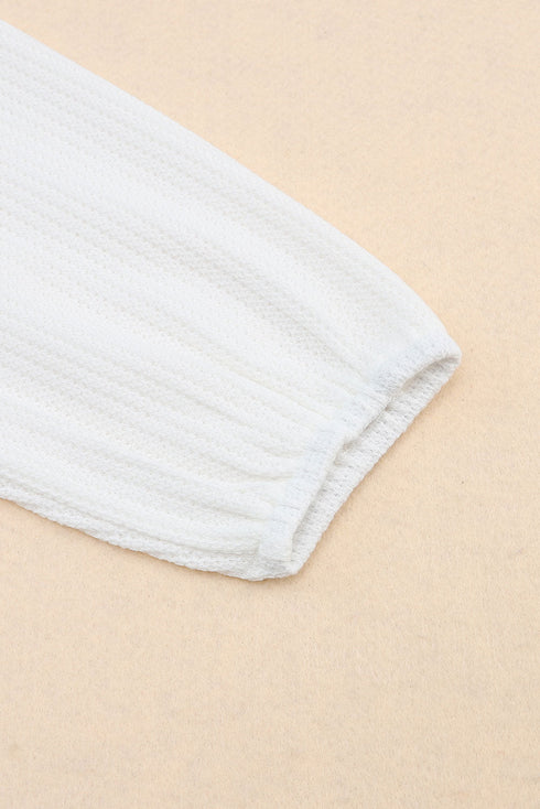 Button Front Waffle Knit Crop Top And Shorts Lounge Set