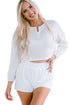 Button Front Waffle Knit Crop Top And Shorts Lounge Set
