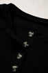 Button Placket Crew Neck Minimalist Inspired Layering Sweatshirt