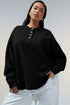 Button Placket Crew Neck Minimalist Inspired Layering Sweatshirt