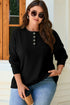 Button Placket Crew Neck Minimalist Inspired Layering Sweatshirt