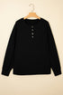 Button Placket Crew Neck Minimalist Inspired Layering Sweatshirt