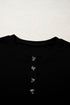 Button Placket Crew Neck Minimalist Inspired Layering Sweatshirt
