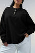Button Placket Crew Neck Minimalist Inspired Layering Sweatshirt
