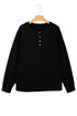 Button Placket Crew Neck Minimalist Inspired Layering Sweatshirt