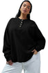 Button Placket Crew Neck Minimalist Inspired Layering Sweatshirt