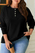 Button Placket Crew Neck Minimalist Inspired Layering Sweatshirt