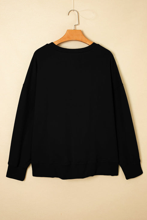 Button Placket Crew Neck Minimalist Inspired Layering Sweatshirt
