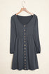 Button Up High Waist Long Sleeve Dress